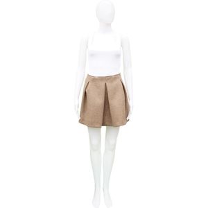 MIU MIU OATMEAL WOOL PLEATED MINI SKIRT